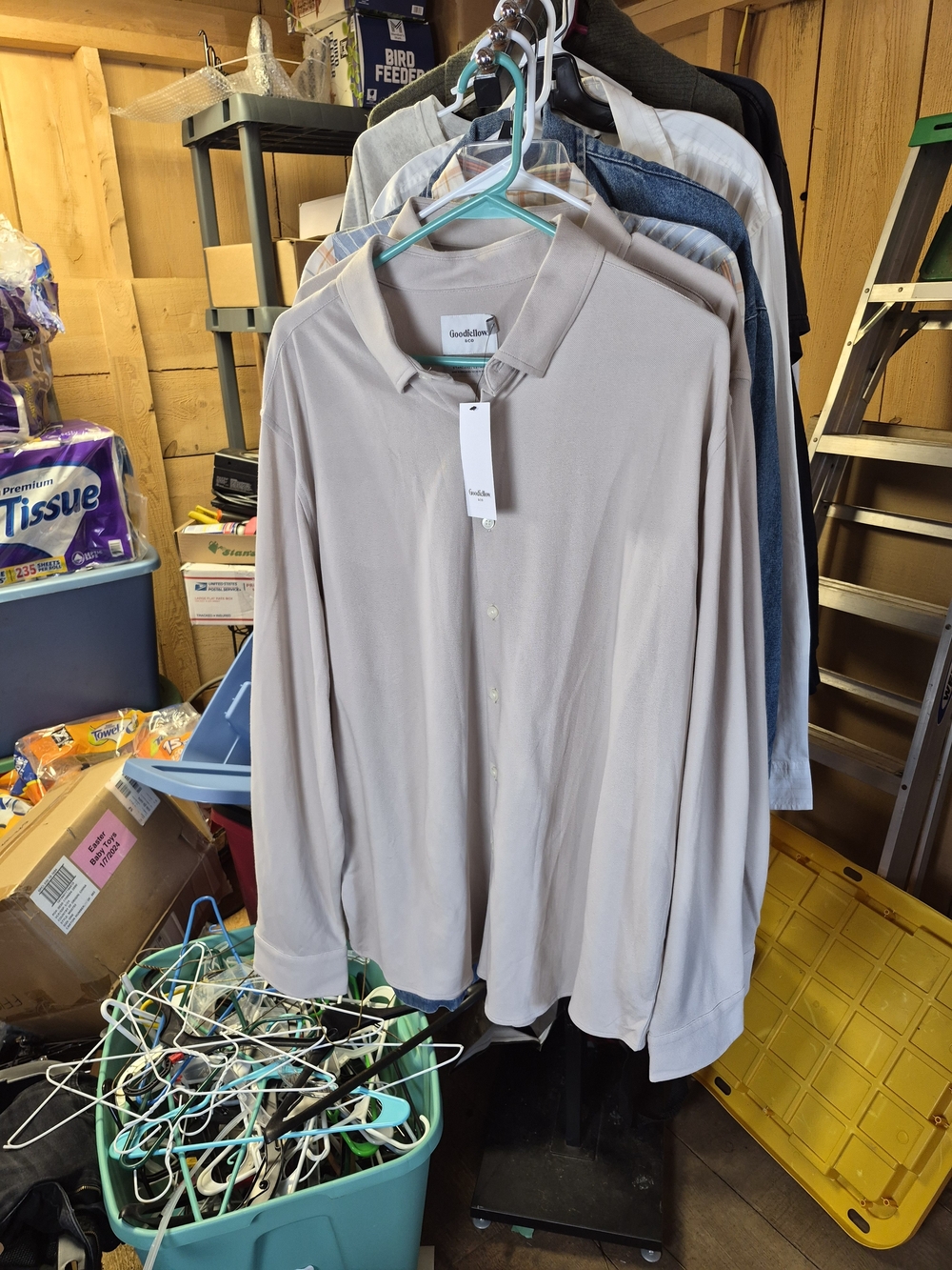 Goodfellow & Co Long Sleeve Polo Shirt - Light Taupe Bin 65